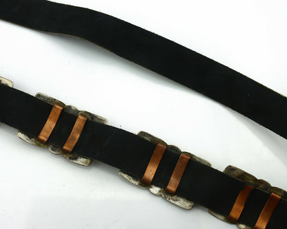 Navajo Concho Belt .925 Silver Hand Stamped Signed Native American C.80's