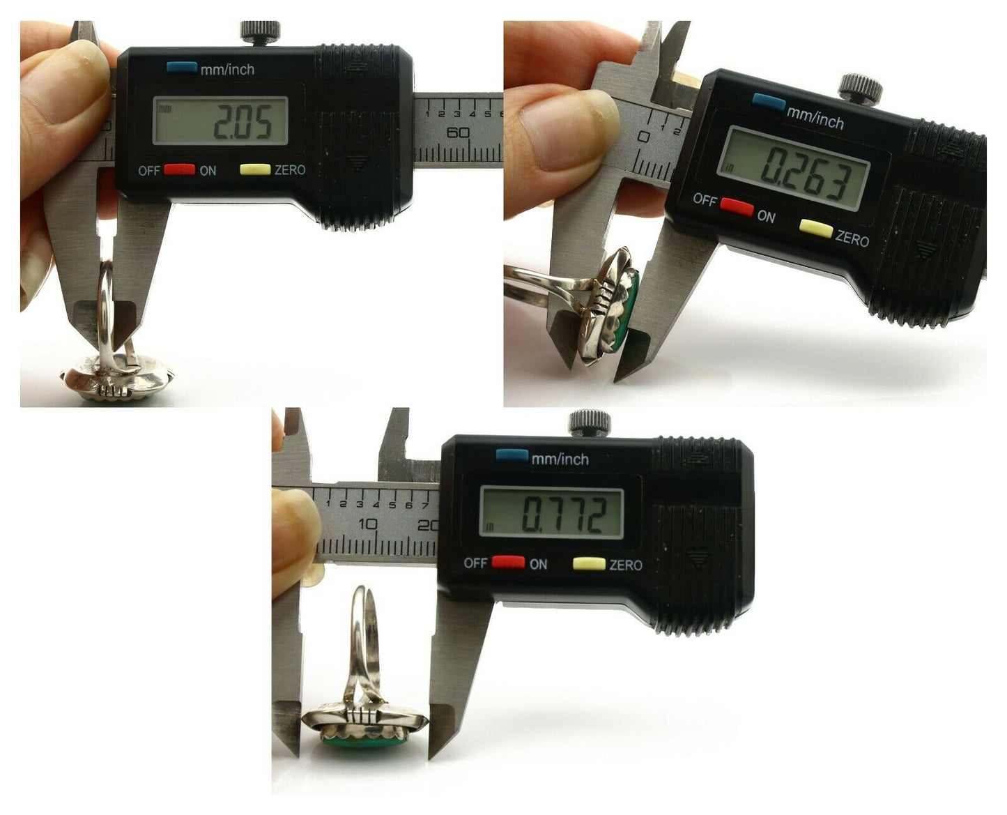 Navajo Ring .925 Silver Kingman Turquoise Handmade Native American Artist C.80's