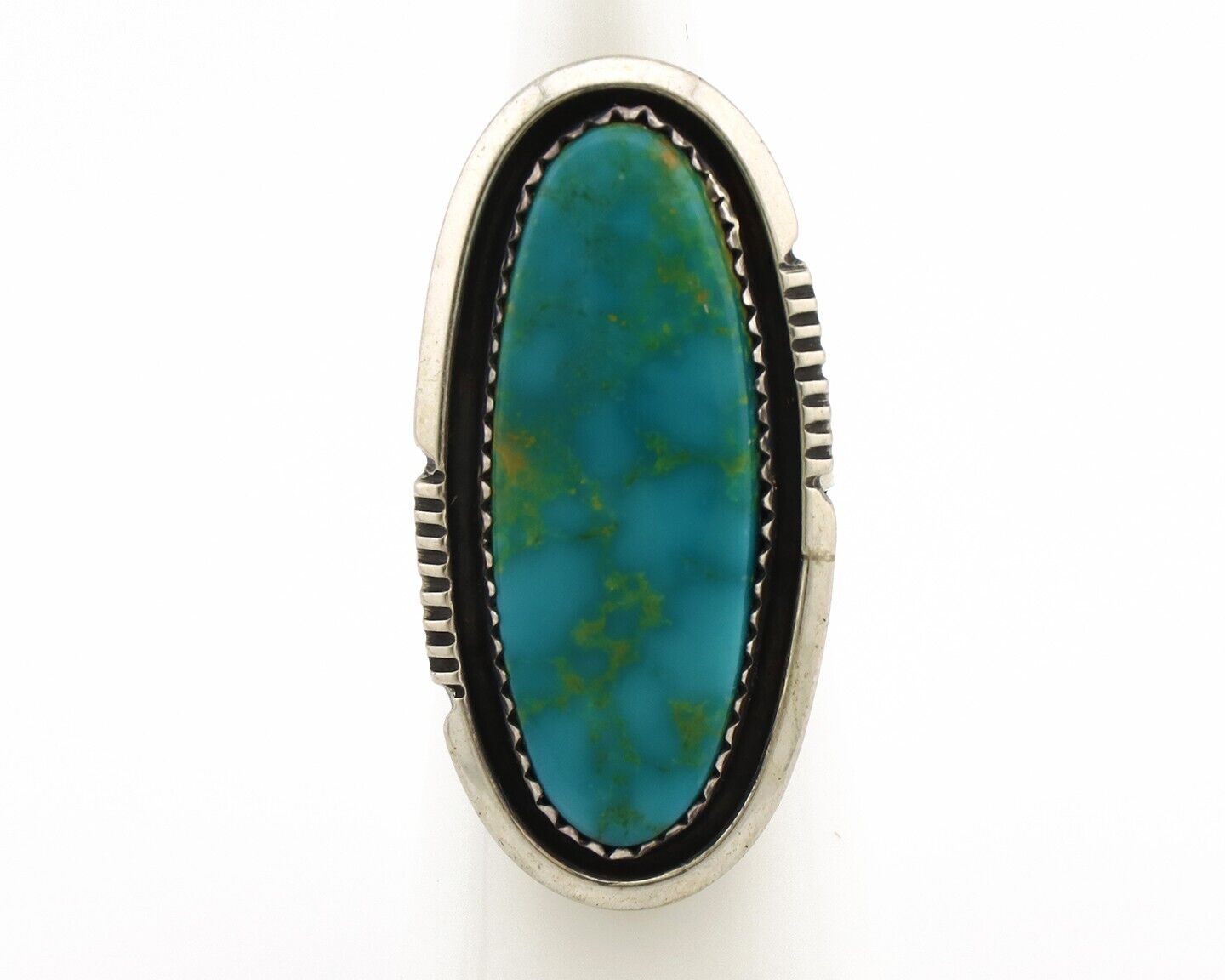 Navajo Ring 925 Silver Blue Gem Turquoise Artist Signed William Denetdale C.80's