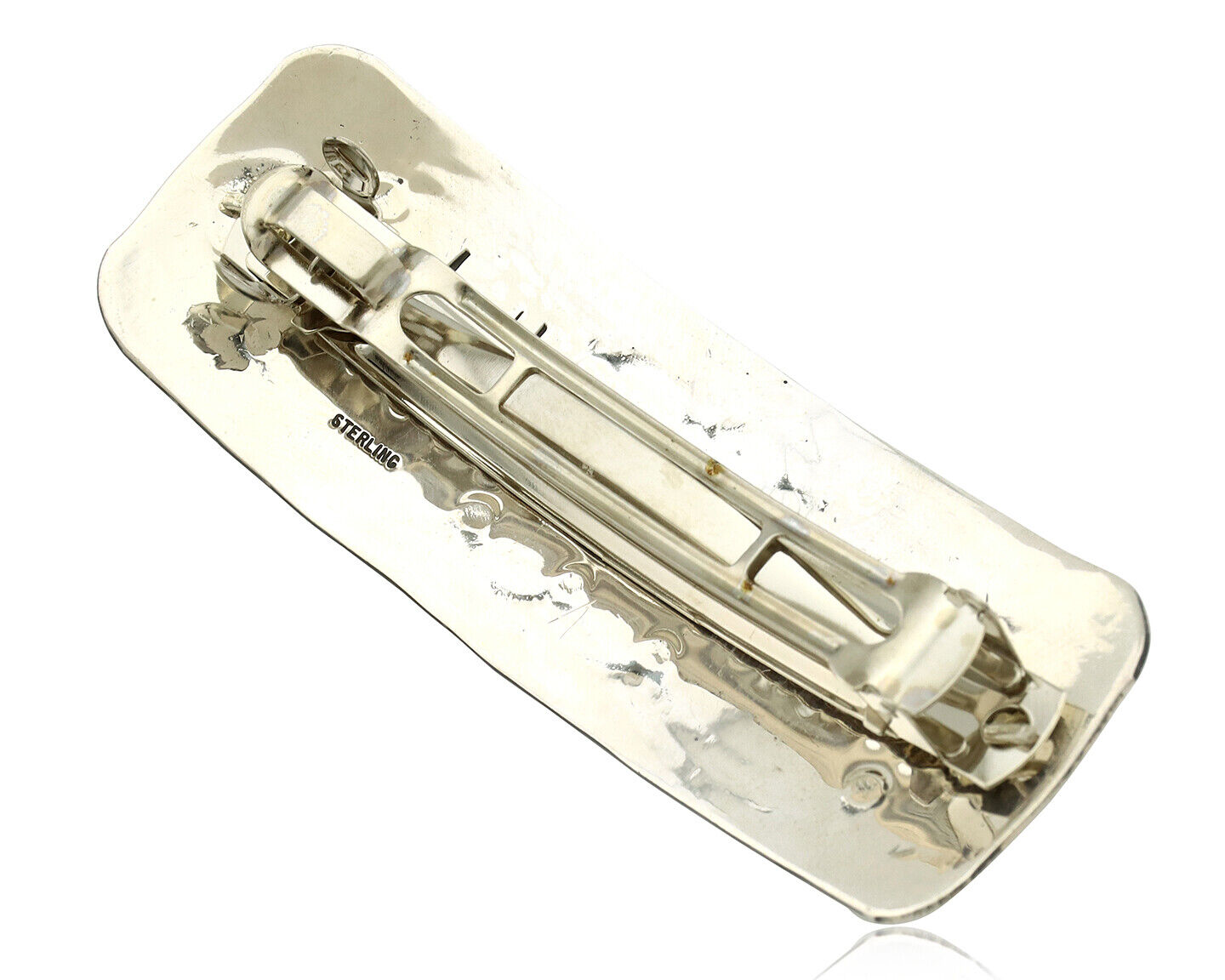 Navajo Hair Clip Barrette .925 Silver Hand Stamped Artist Signed Harold Tom C80s