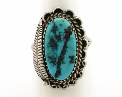 Navajo Ring .925 Silver Sleeping Beauty Turquoise Native American Artist C.80's