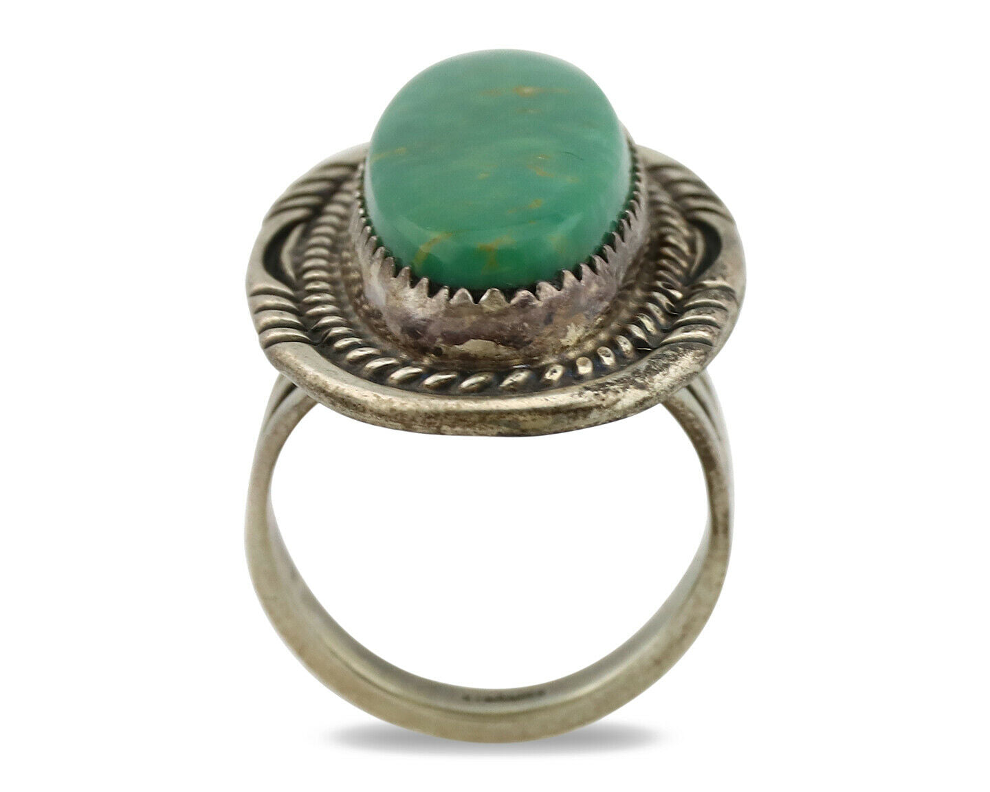 Navajo Ring .925 Silver Nevada Turquoise Artist Signed M Begay C.1980's