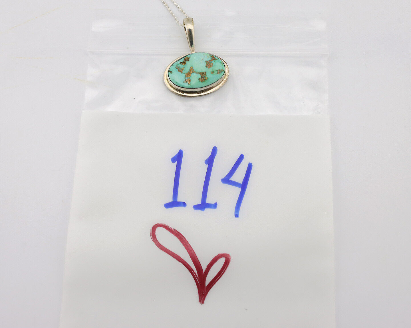 Navajo Necklace .925 Silver Fox Mine Turquoise Signed Doug Zachary C.1980's