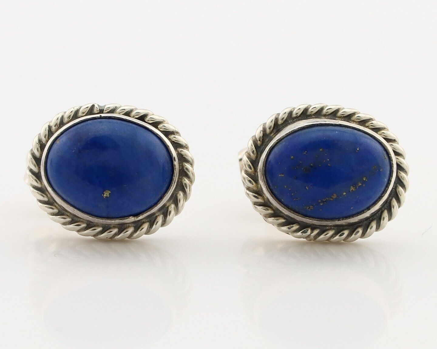 Navajo Earrings 925 Silver Natural Mined Lapis Native American Artist C80s