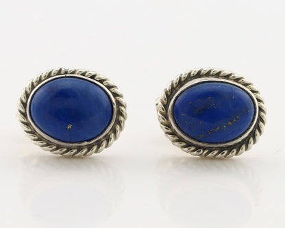 Navajo Earrings 925 Silver Natural Mined Lapis Native American Artist C80s