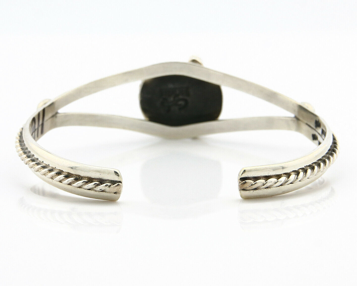 Navajo Bracelet .925 Silver Turquoise Mountain Signed Calvin Peterson C.80's