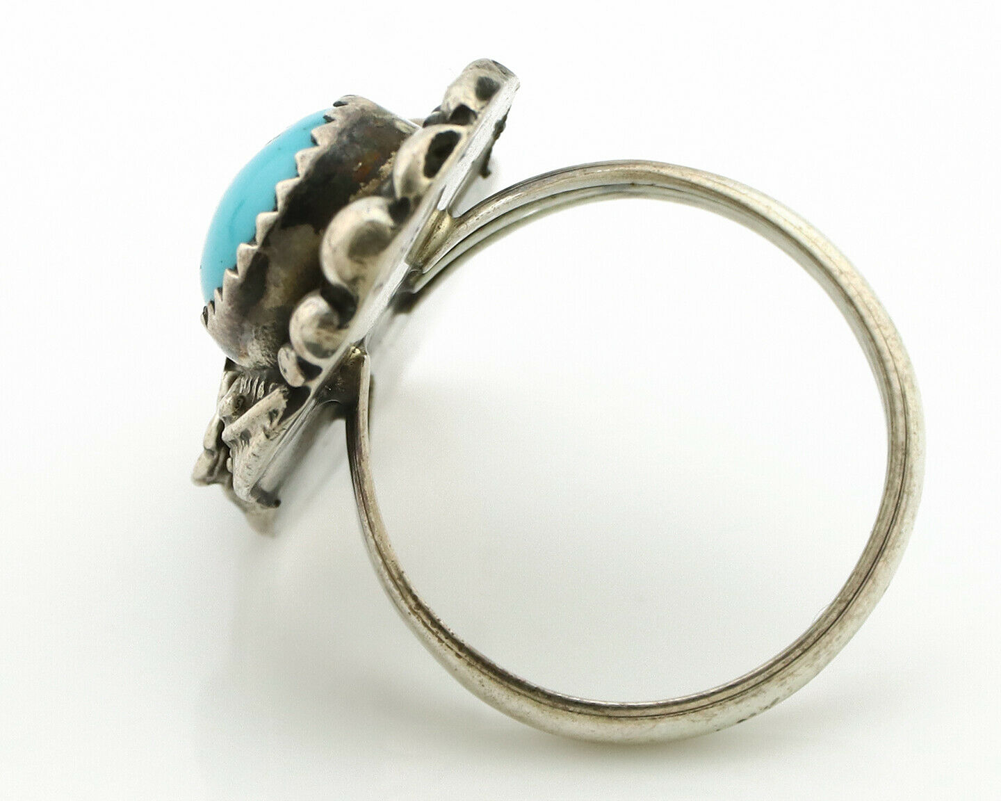 Navajo Ring .925 Silver Turquoise & Coral Artist Signed Thomas Singer C.80's