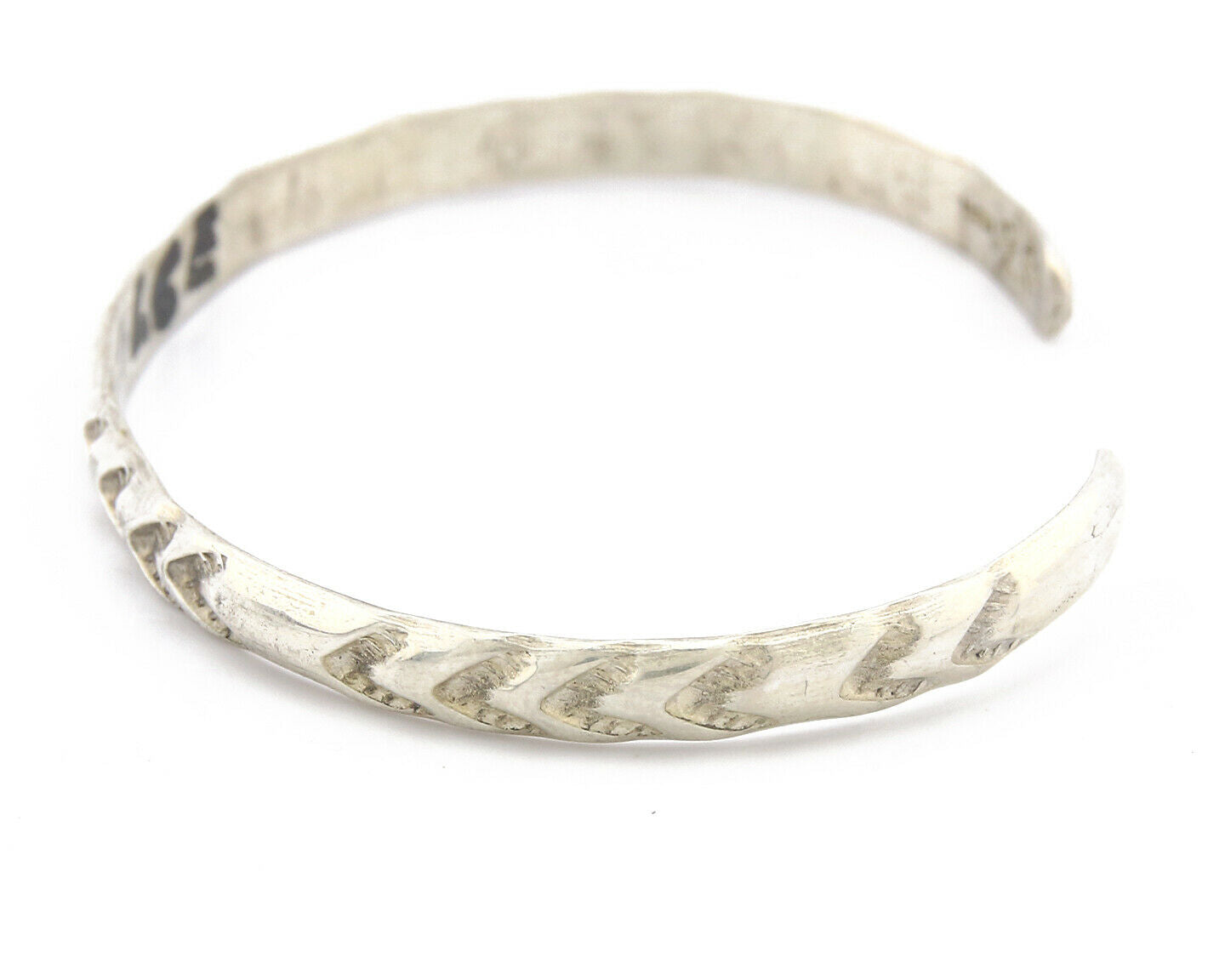 Navajo Bracelet .925 Silver Hand Stamped Arrow Head Artist I Montoya C.80's