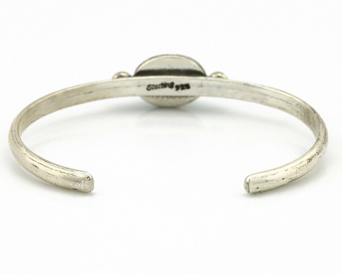 Navajo Bracelet .925 Silver Spiderweb Turquoise Native American Artist C.90's