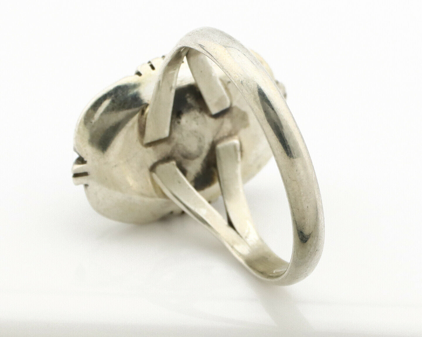 Navajo Ring .925 Silver Blue Gem Turquoise Handmade Native American Artist C80s