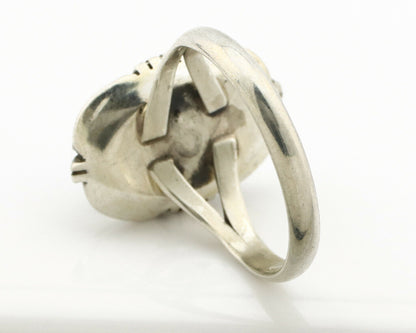 Navajo Ring .925 Silver Blue Gem Turquoise Handmade Native American Artist C80s