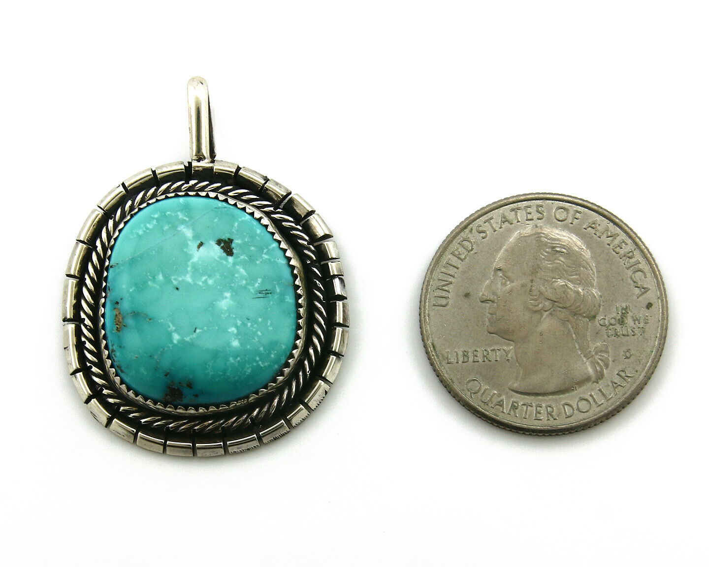 Navajo Pendant .925 Silver Kingman Turquoise Signed Artist Tom Willeto C.80's