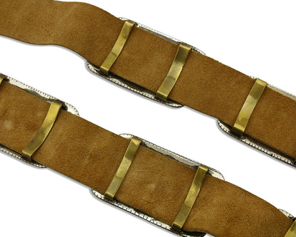 Navajo Concho Belt .925 Silver Blue Gem Turquoise Signed J.S. Circa 80's