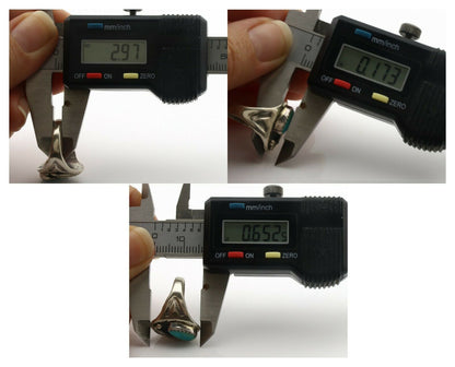 Zuni Ring .925 Silver Natural Blue Turquoise Native American Artist C.1980's