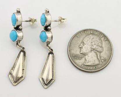 Navajo Earrings 925 Silver Natural Blue Turquoise Native American Earrings C80's