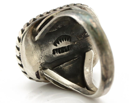 Navajo Handmade Ring 925 Silver Fox Turquoise Signed Native Artist C.80's