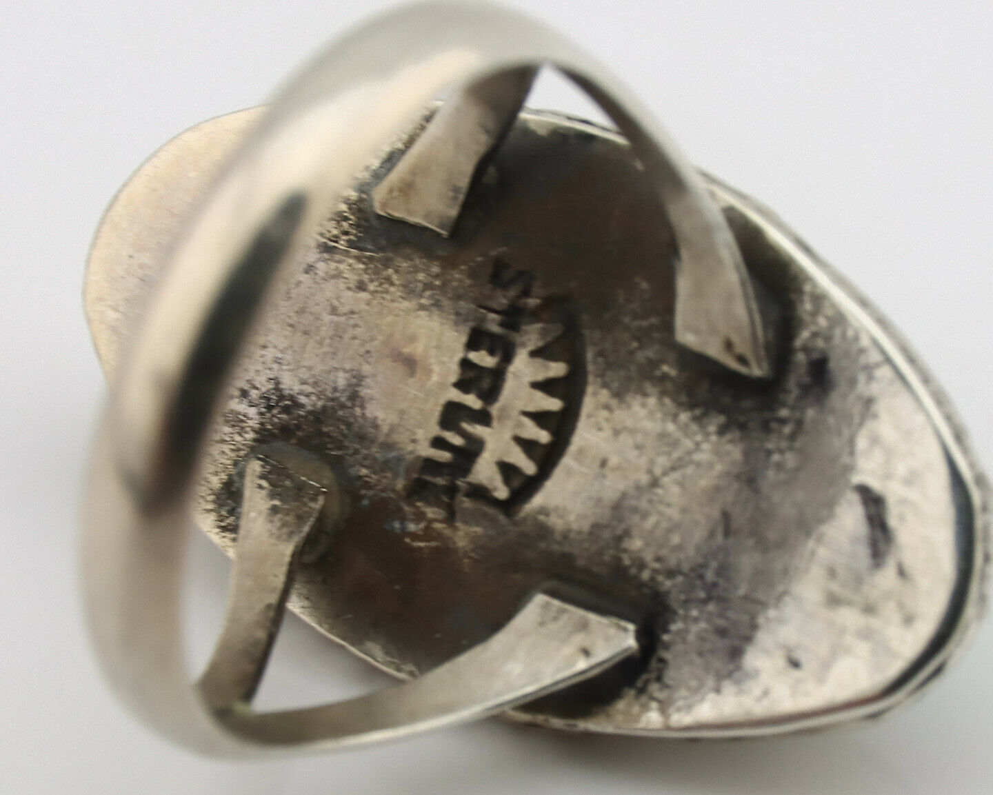 Navajo Ring .925 Silver Kingman Turquoise Native Artist Signed C.80's