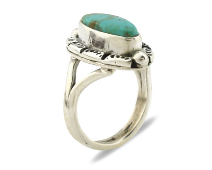 Navajo Ring .925 Silver Natural Mined Turquoise Artist Signed Gecko C.80's