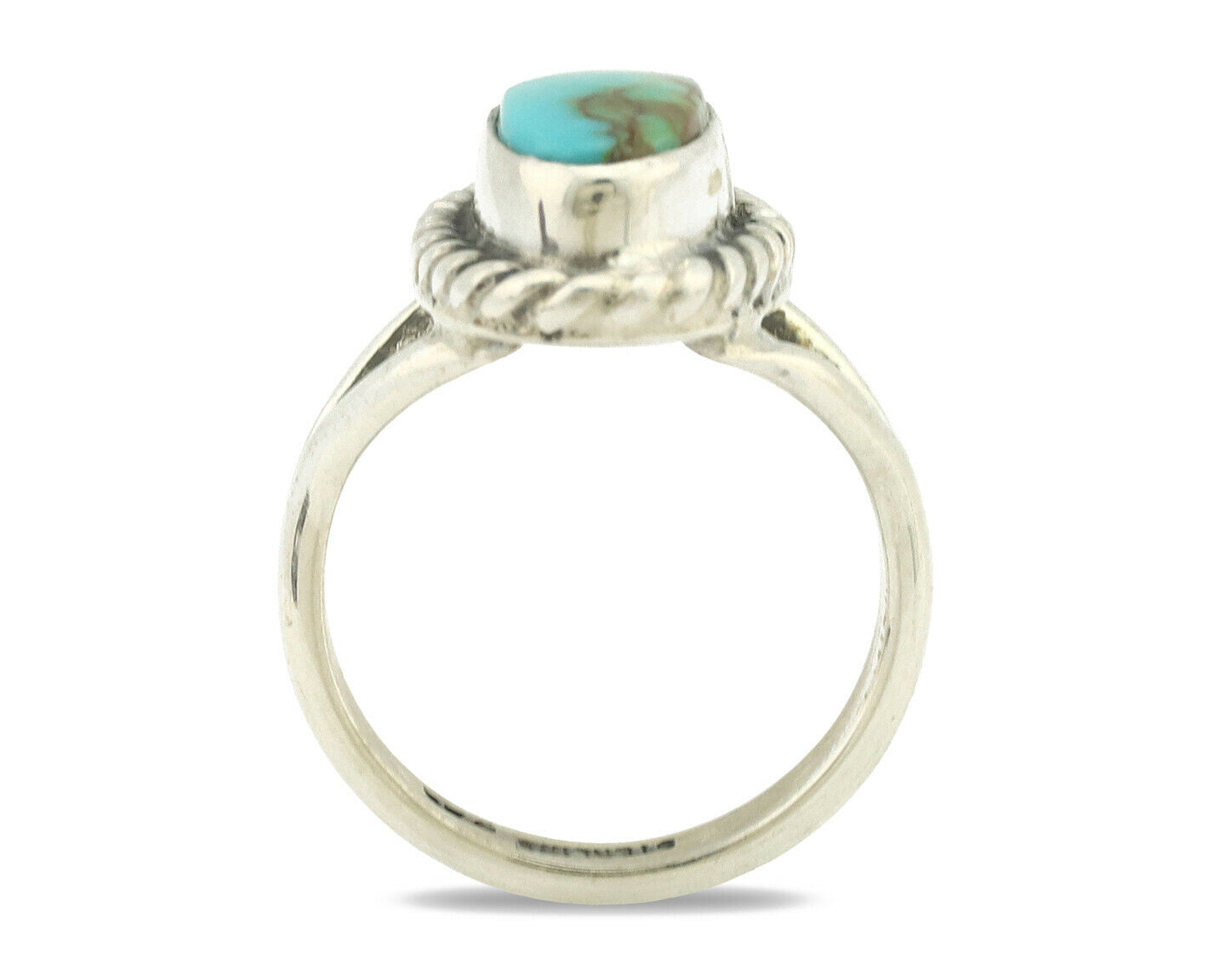 Navajo Ring .925 Silver Natural Mined Turquoise Artist Signed Gecko C.80's