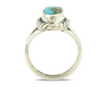 Navajo Ring .925 Silver Natural Mined Turquoise Artist Signed Gecko C.80's