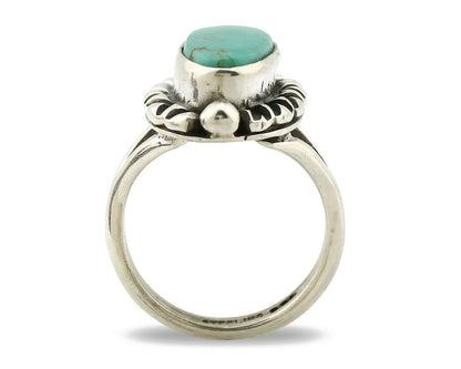 Navajo Ring .925 Silver Natural Mined Turquoise Artist Signed Gecko C.80's