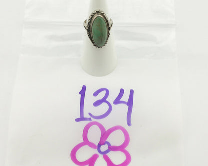 Navajo Ring .925 Silver Natural Turquoise Artist Signed Native American C.80's