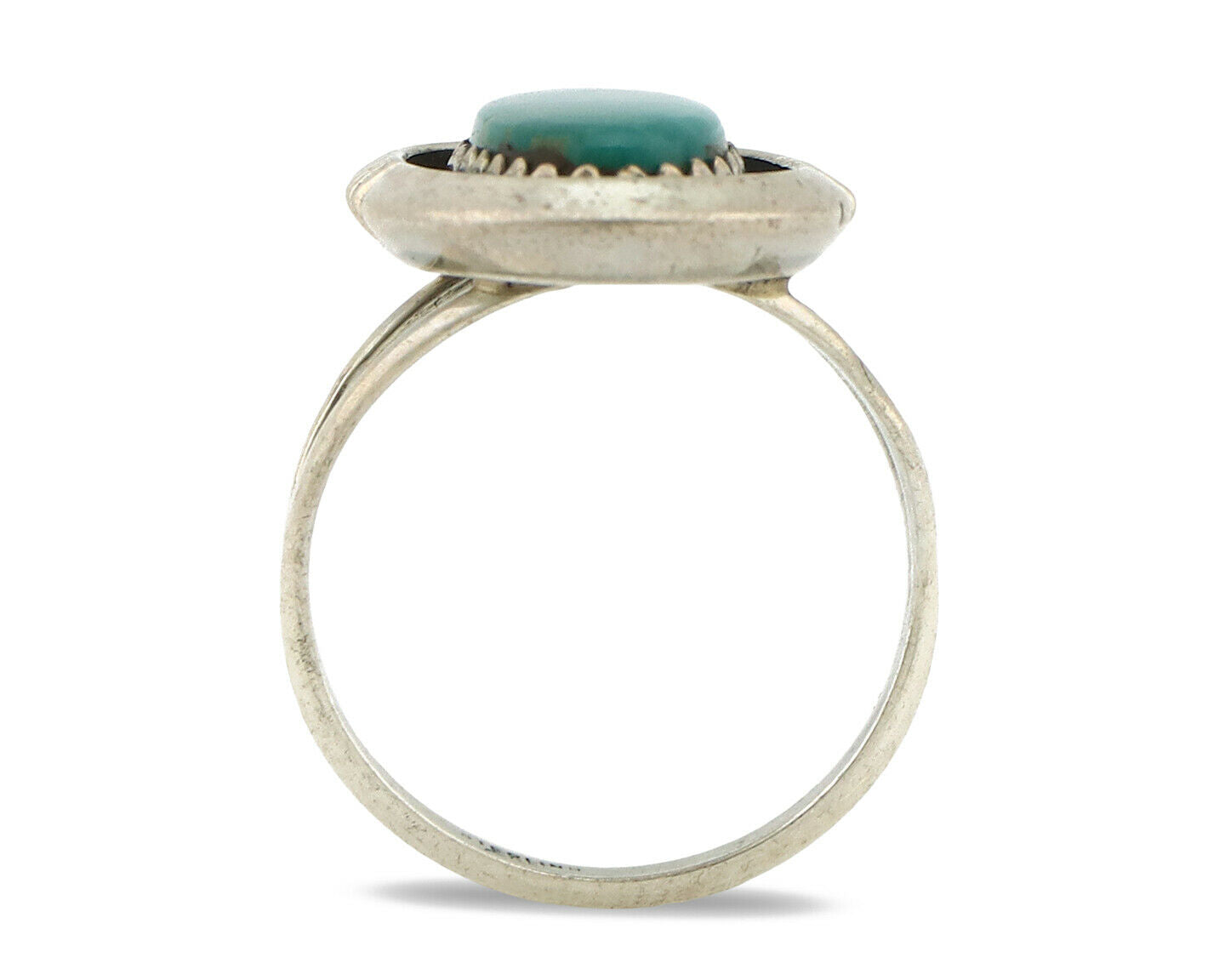 Navajo Ring .925 Silver Kingman Turquoise Native American Artist C.1980's