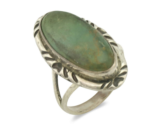 Navajo Ring .925 Silver Natural Turquoise Artist Signed Native American C.80's