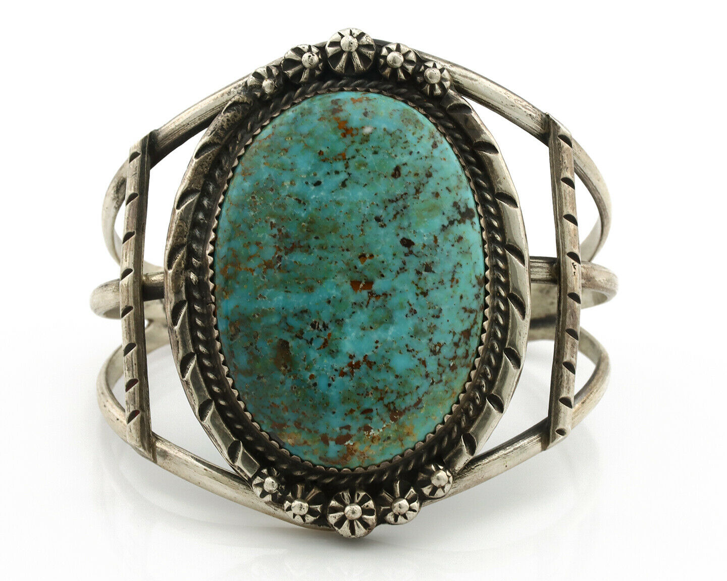 Navajo Bracelet .925 Silver Blue Diamond Turquoise Native American Artist C.80's