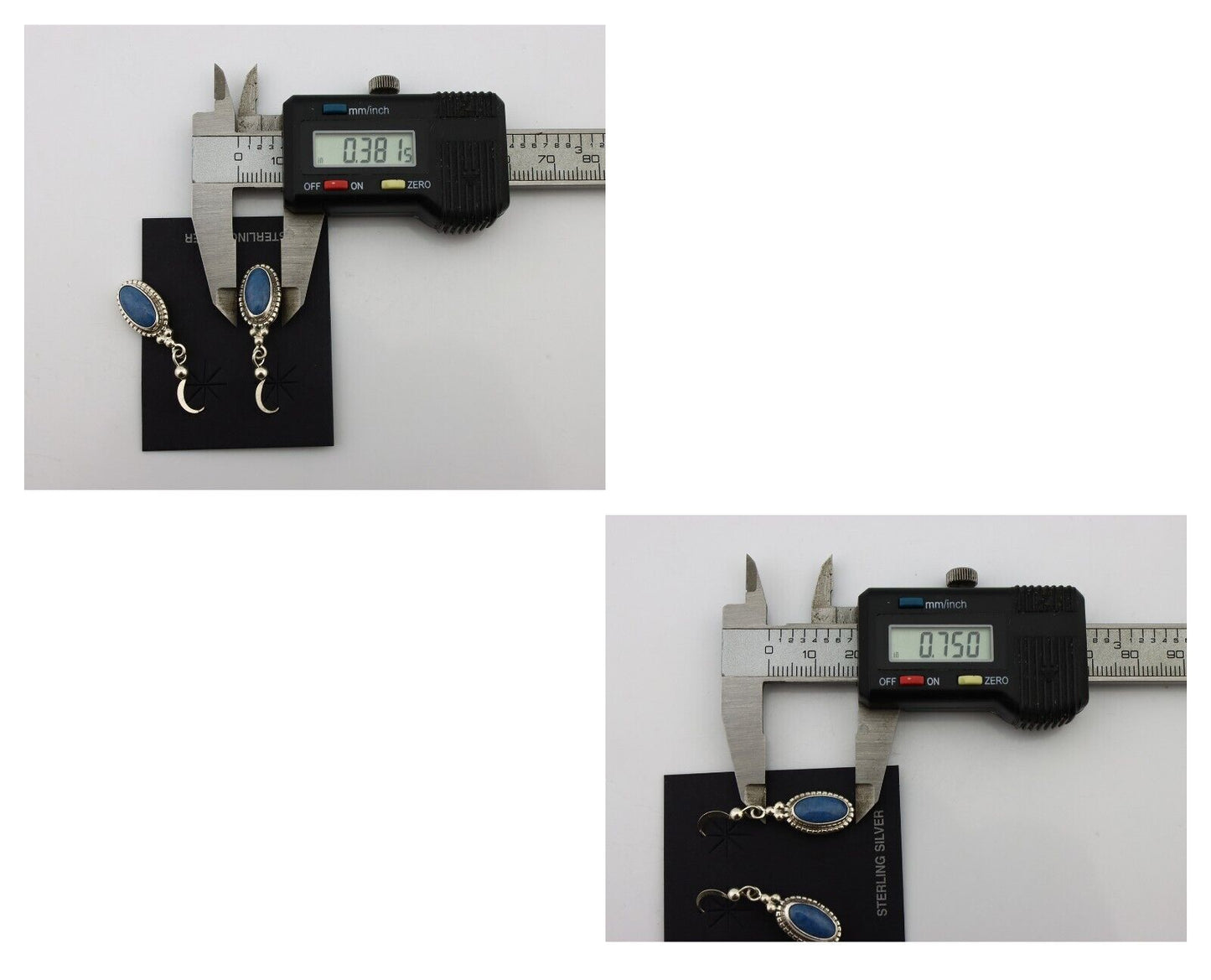 Navajo Earrings 925 Silver Natural Royal Blue Lapis Native American Artist C90s