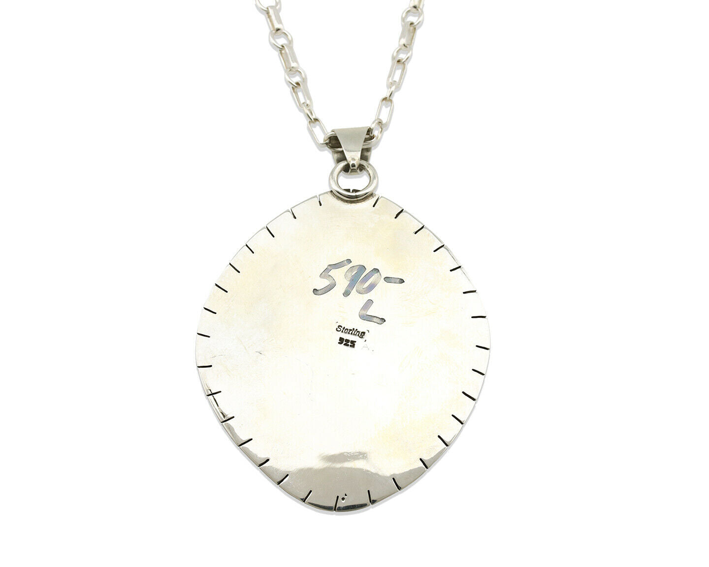 Navajo Necklace .925 Silver Spiderweb Turquoise Artist Native American C.80's