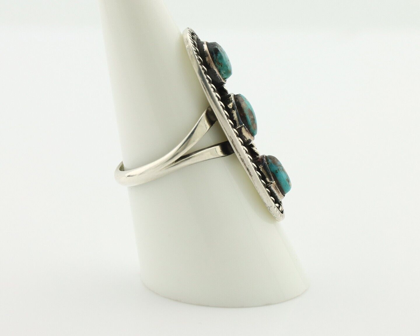 Navajo Ring .925 Silver Natural Blue Turquoise Native American Artist C.80's