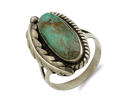 Navajo Ring .925 Silver Arizona Turquoise Signed Apache Manufacturing C80s