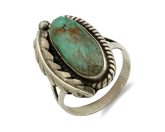 Navajo Ring .925 Silver Arizona Turquoise Signed Apache Manufacturing C80s