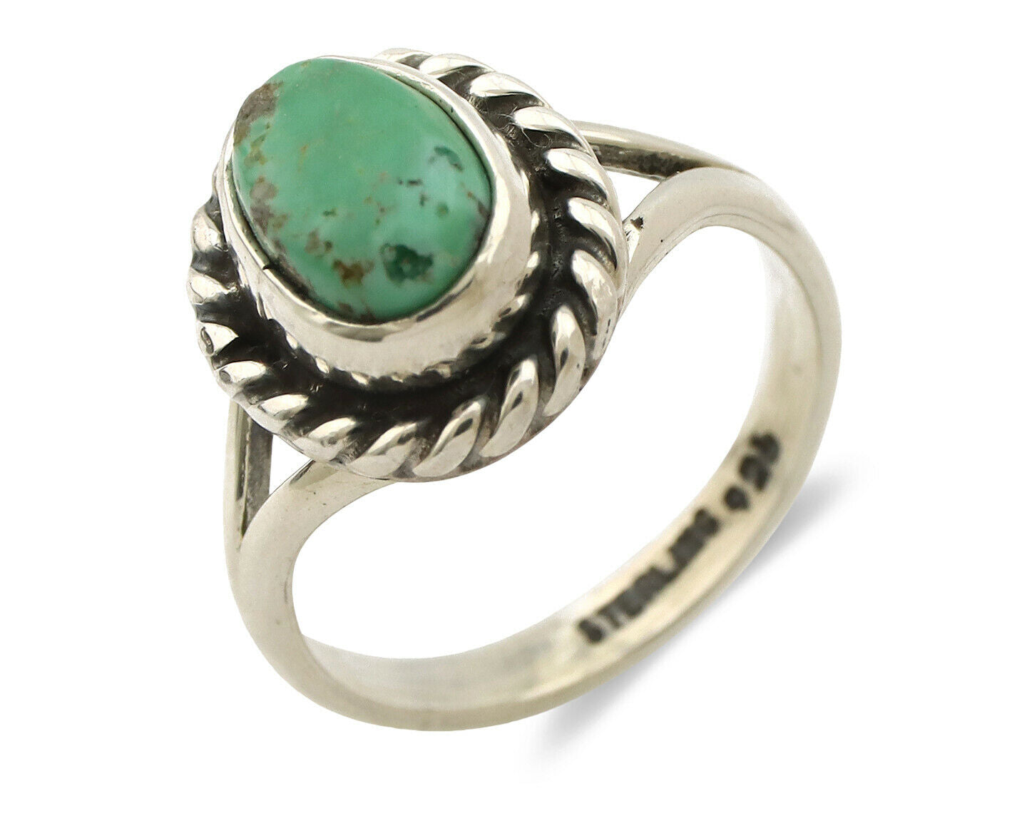 Navajo Ring .925 Silver Kingman Turquoise Artist Signed Gecko C.90's