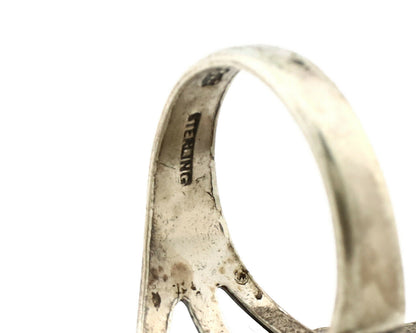 Navajo Ring .925 Silver Kingman Turquoise Signed Artist Sunbell C.80's