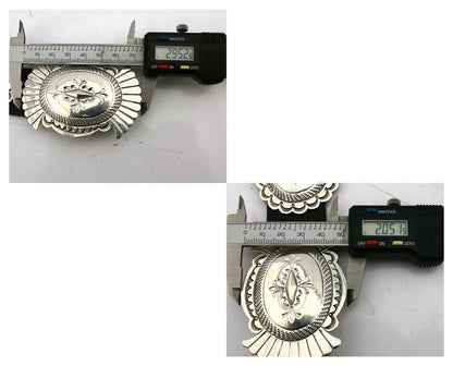 Navajo Concho Belt .925 Silver Hand Stamped Artist J Blackgoat C.80's