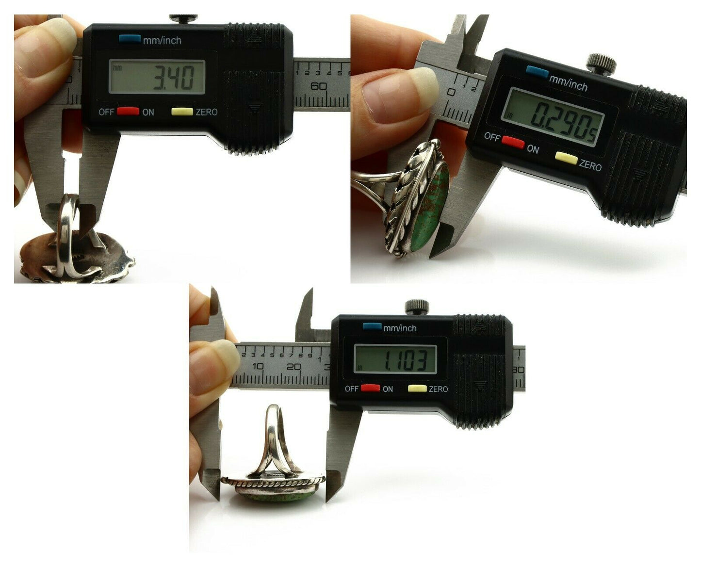 Navajo Ring .925 Silver Manassas Turquoise Signed Artist Apache C.80's