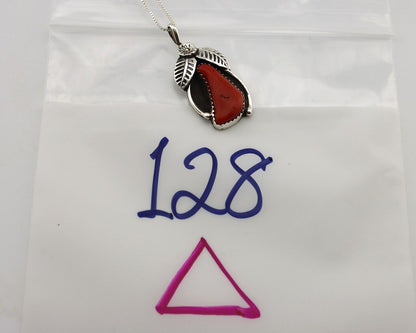Navajo Necklace 925 Silver Red Medterranean Signed Josephine Rojas C.80's