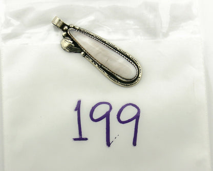 Navajo Pendant .925 Silver Real Natural Pink Mussel Signed Yazzie C.80's