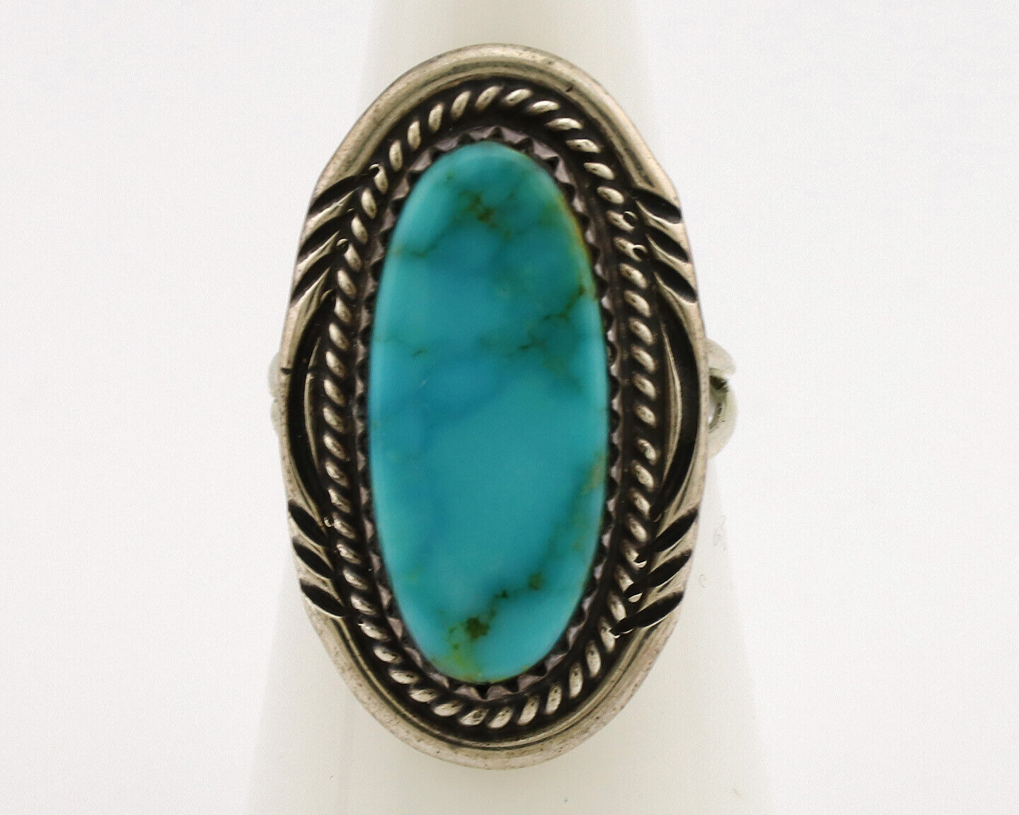 Navajo Ring .925 Silver Nevada Turquoise Native American Artist C.1980's
