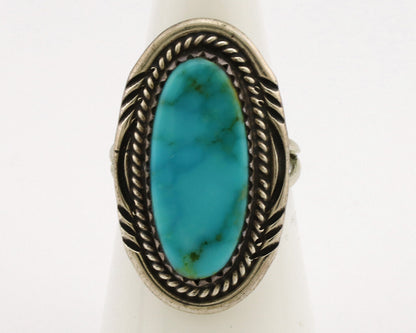 Navajo Ring .925 Silver Nevada Turquoise Native American Artist C.1980's