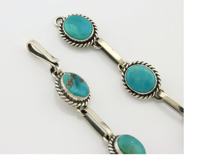 Navajo Link Bracelet .925 Silver Blue Turquoise Native American Artist C.80's