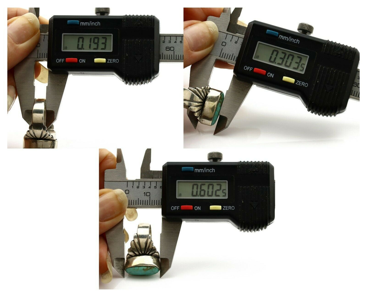 Navajo Ring .925 Silver Kingman Turquoise Artist Signed Apache C.80's