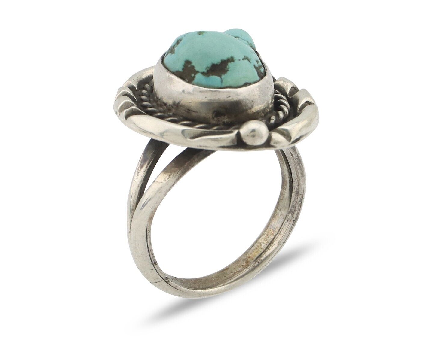 Navajo Handmade Ring 925 Silver Nugget Royston Turquoise Native Artist C.80's