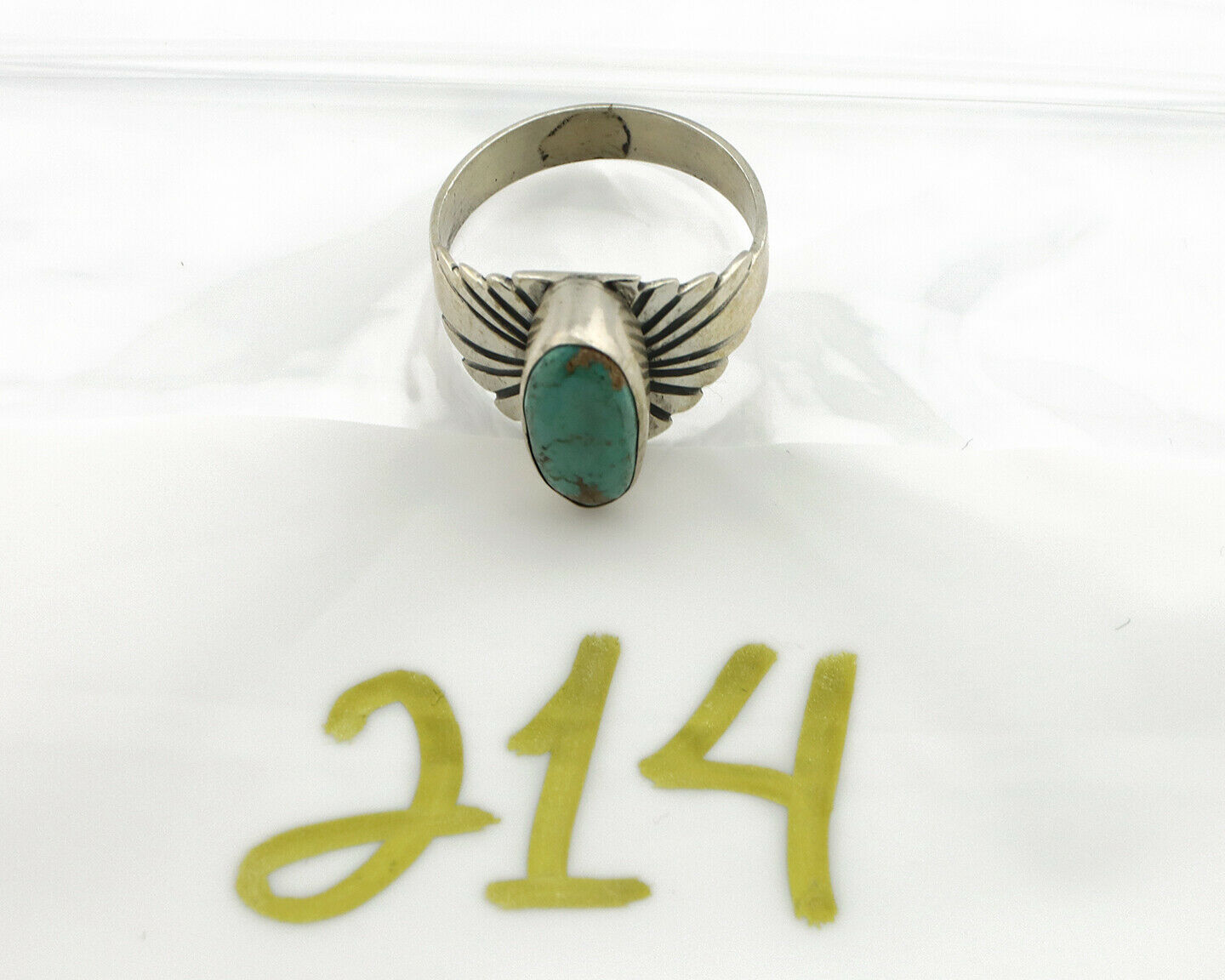 Navajo Ring .925 Silver Kingman Turquoise Artist Signed Apache C.80's