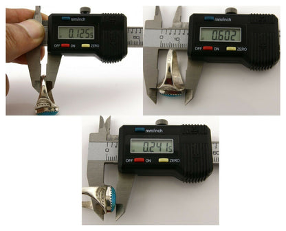 Zuni Ring .925 Silver Kingman Turquoise Hand Stamped Native American C.80's