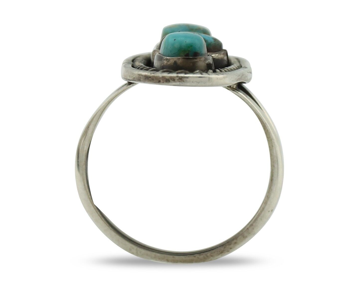 Navajo Ring .925 Silver Natural Blue Turquoise Native American Artist C.80's