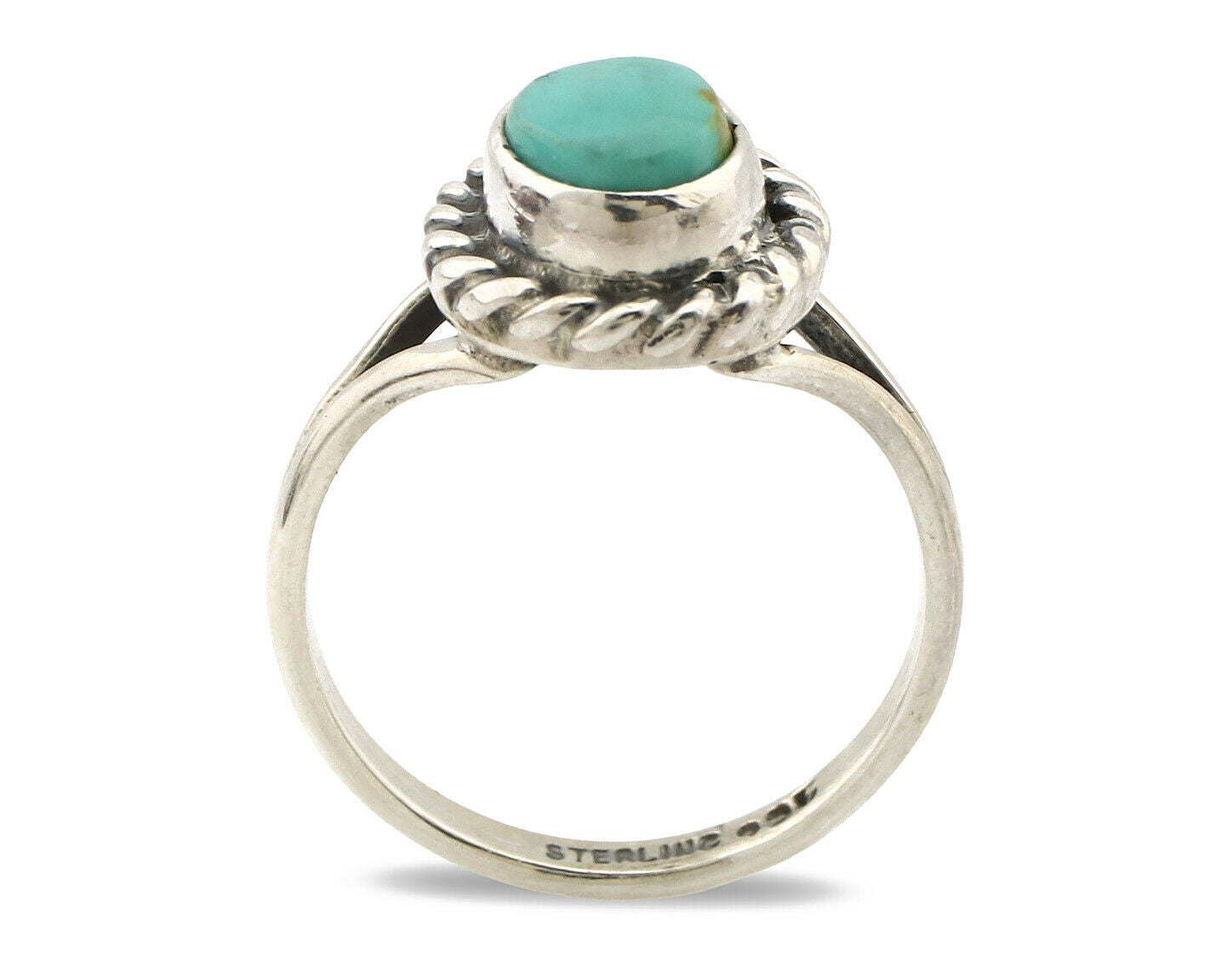 Navajo Ring .925 Silver Kingman Turquoise Artist Signed Gecko C.90's