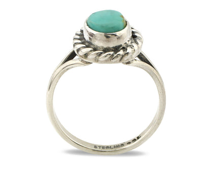 Navajo Ring .925 Silver Kingman Turquoise Artist Signed Gecko C.90's